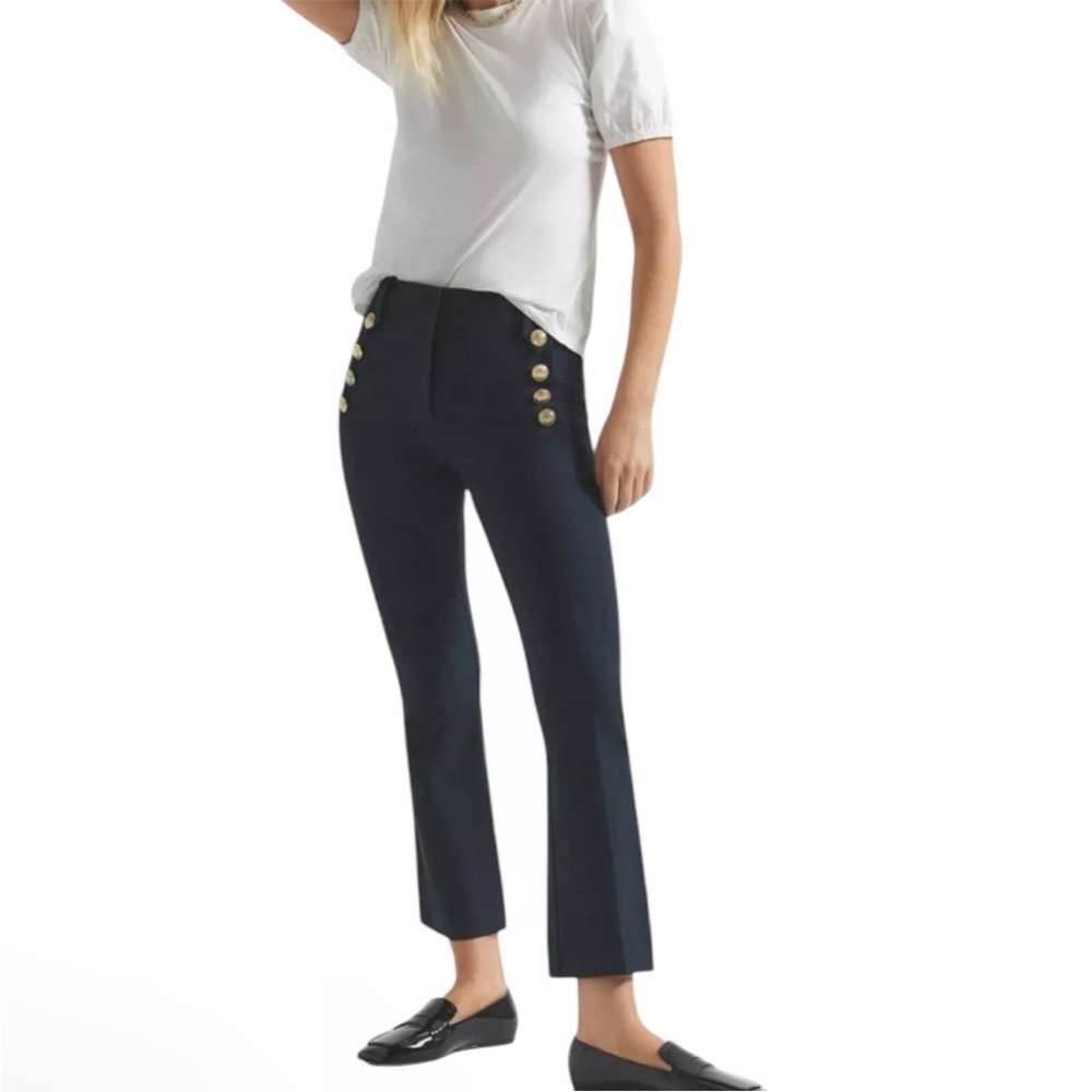 Derek Lam 10 Crosby Robertson Cropped Flare Sailor Trouser Pants Navy Size 16